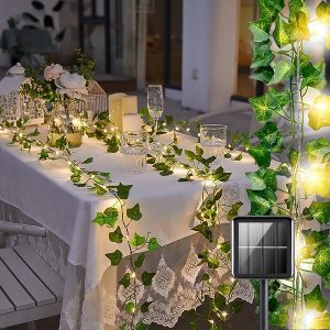 Solárne rozprávkové svetlá s umelými listami brečtanu (5 m) | LEAFGLO