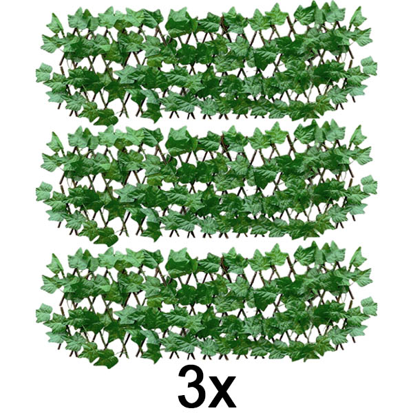3x Rozťahovací plotový panel s brečtanom – 30×180 cm, UV odolný, bez náradia | GREENFENCE