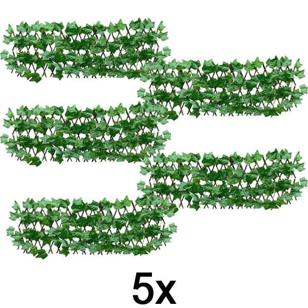 5x Rozťahovací plotový panel s brečtanom – 30×180 cm, UV odolný, bez náradia | GREENFENCE