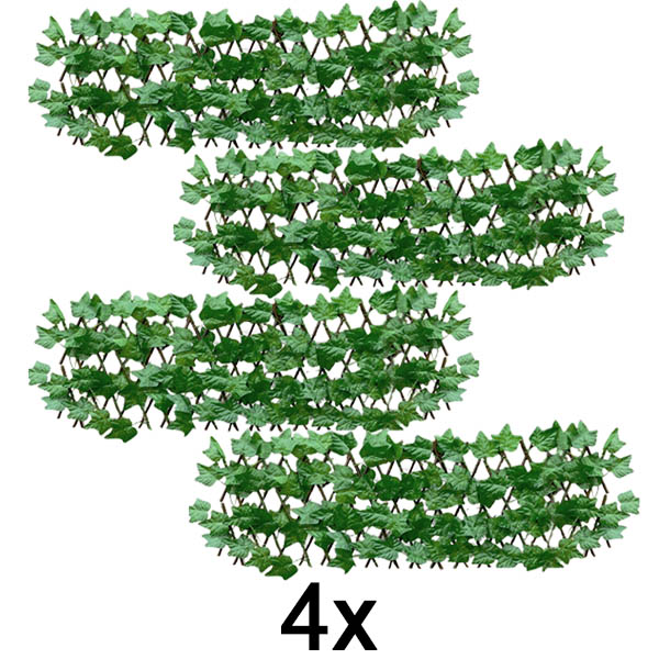 4x Rozťahovací plotový panel s brečtanom – 30×180 cm, UV odolný, bez náradia | GREENFENCE